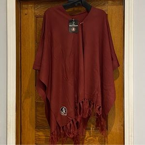 NWT Zoozatz FSU Seminoles NCAA Knitted Cotton Shawl / Poncho OS